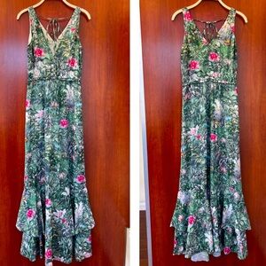 H&M Conscious Collection Paradise Botanical Tropical Print Maxi Dress Size 6 A3